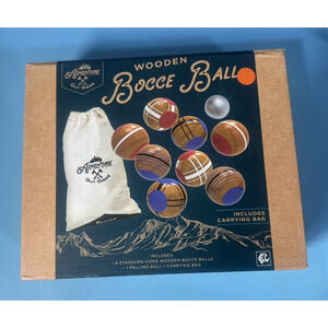 BOCCE BALL SET ~ Adventure Is Out There ~ Nice Wooden 9 Piece Set/Carrying Bag